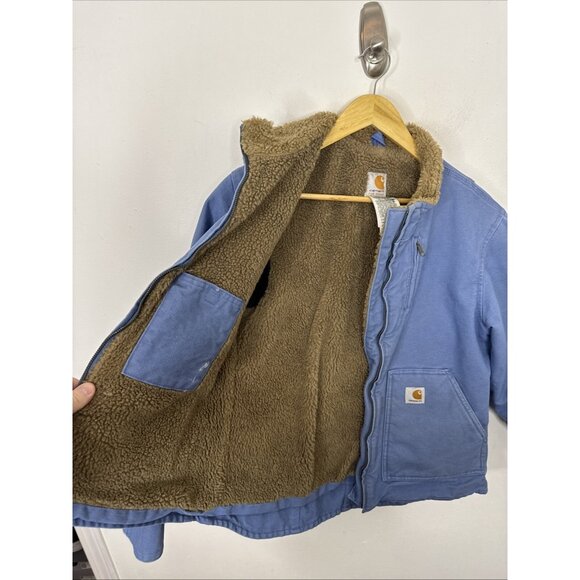 Carhartt Women's Sherpa Lined Canvas Work Jacket Medium WJ022 FHB Blue Size M - Picture 8 of 8